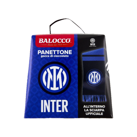 Natale Balocco Panettone Inter con gocce di cioccolato + sciarpa - 500 gr