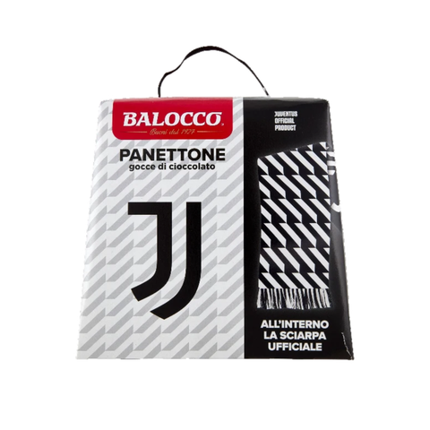 Natale Balocco Panettone Juventus con gocce di cioccolato + sciarpa - 500 gr.