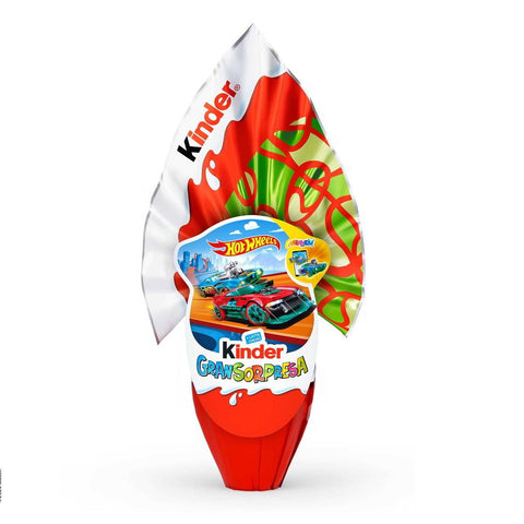 Kinder GranSorpresa Hot Wheels, Uovo di Pasqua Kinder 2026 di Finissimo Cioccolato al Latte con Sorpresa Hot Wheels, 150 g