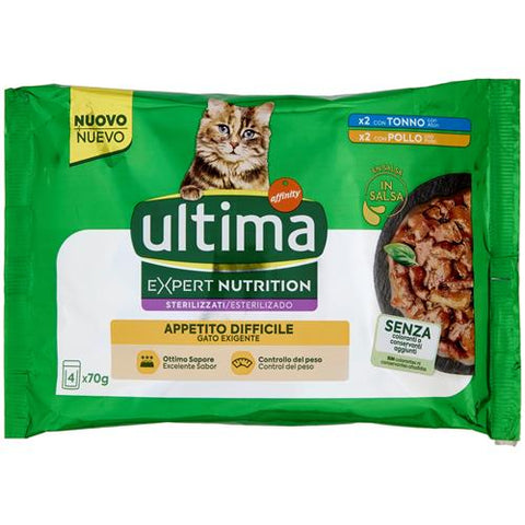 Ultima Cat Wet Expert Nutrition Appetito Difficile Tonno & Pollo G 70X4