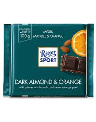 Ritter dark tablet almonds/orange gr.100